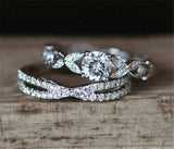 3.3Ct Round Cut Diamond Bridal Set Vintage Split Shank 14K White Gold Finish