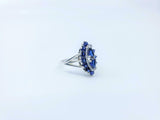 2.2ct Engagement Ring Pear Cut Blue Sapphire Art Deco 14k White Gold Finish