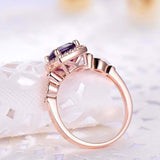 1.6ct Cushion Purple Amethyst Engagement Ring Solitaire Halo 14k Rose Gold Over