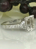 1.8ct Emerald Cut Diamond Accent Solitaire Engagement Ring 14k White Gold Finish