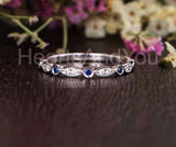 0.3ct Round Cut Simulated Sapphire Minimalist Wedding Band 14k White Gold Plated
