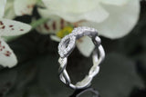 Infinity Twisted Wedding Ring Band 0.3ct Round Cut Diamond 14k White Gold Finish