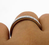 3.5ct Round Brilliant Diamond 3 Row Eternity Wedding Band 18K White Gold Over