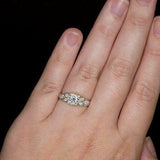 3.5ct Round Cut Diamond Milgrain Vintage Engagement Ring 18K White Gold Finish