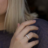 0.8ct Wedding Ring Band Round Cut Diamond Anniversary 14k White Gold Finish