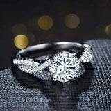 1.5ct Round Cut Diamond Engagement Ring Twisted Promise 14k White Gold Finish