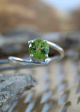 1ct Engagement Ring Round Cut Green Peridot Bypass Solitaire 14k White Gold Over