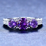 2ct Round Cut Purple Amethyst Engagement Ring 14k White Gold Over Unique Trilogy