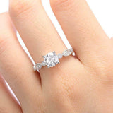 Milgrain Solitaire with Accents Ring 1.2ct Round Cut Diamond 14k White Gold Over