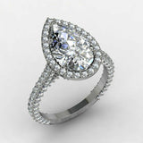 4.8ct Pear Cut Diamond Engagement Ring Halo 14k White Gold Finish Round Accents