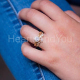 0.3ct Round Cut Moissanite Petal Leaf Women Wedding Band 14k Yellow Gold Plated