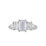 4Ct Emerald Cut Diamond Gatsby Art Deco Engagement Ring 14K White Gold Finish