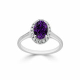 1.5Ct Oval Cut Amethyst Diamond Classic Halo Engagement Ring 14K White Gold Over