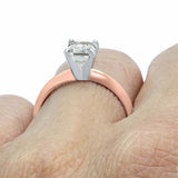1.6ct Emerald Cut Diamond Solitaire Wedding Engagement Ring 14k Rose Gold Finish