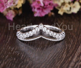 0.5ct Round Cut Moissanite Chevron Bezel Set Wedding Band 14k White Gold Plated