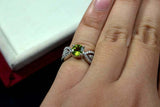 2.4ct Engagement Ring Round Cut Green Peridot Split Shank 14k White Gold Finish