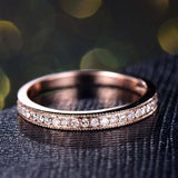 1.5ct Round Cut Diamond Wedding Band Milgrain Half Eternity 14k Rose Gold Finish