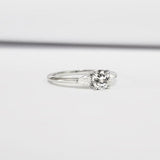 Pear Accents Trilogy Engagement Ring 0.6ct Round Cut Diamond 14k White Gold Over