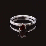 0.2ct Engagement Ring Round Cut Red Garnet 4 Prong Solitaire 14k White Gold Over