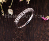 0.5ct Round Moissanite Eternity Dainty Stacking Wed Band 14k White Gold Plated