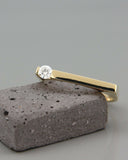 0.10Ct Round Cut Diamond Unique Signet Minimalist Ring 14K Yellow Gold Finish