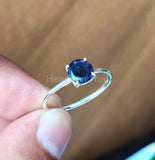0.3ct Round Cut Simulated Blue Sapphire Solitaire Ring 14k White Gold Plated