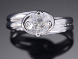 Solitaire Promise Engagement Ring 1ct Round Cut Diamond 14k White Gold Finish