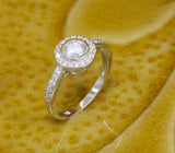 Halo Solitaire Engagement Ring 2ct Round Cut VVS1D Diamond 14k White Gold Finish
