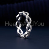 0.5ct Round Cut Moissanite Infinity Stackable Wedding Band 14k White Gold Plated
