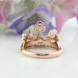Queen  Princess Crown Engagement Ring 1ct Round Cut Diamond 14k Rose Gold Finish