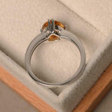 2.2ct Engagement Ring Trillion Cut Citrine Diamond Accent 14k White Gold Finish
