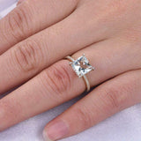 2ct Princess Cut Blue Aquamarine Engagement Ring Hidden Halo 14k YellowGold Over