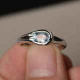0.75ct Oval Cut Blue Aquamarine Solitaire Engagement Ring 14k White Gold Finish