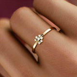 Dainty Cluster Solitaire Engagement Ring 0.5ct Round Diamond 14k YellowGold Over