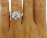 5Ct Round Cut Diamond Floral Iced Cocktail Engagement Ring 14K White Gold Finish