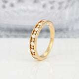 1.5ct Round Cut Diamond Wedding Band Single Prong Stackable 14k Yellow Gold Over