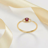 1ct Round Cut Pink Ruby Engagement Ring Evil Eye Minimalist 14k Yellow Gold Over