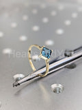 0.5ct Asscher Cut Simulated Blue Aquamarine Solitaire Ring 14k YellowGold Plated