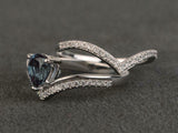 2.3ct Engagement Ring Pear Cut London Blue Topaz Bridal Set 14k WhiteGold Finish