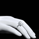 2Ct Emerald Cut Diamond Solitaire Ring 14K White Gold Finish and Baguette Accent