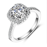 3Ct Round Cut Diamond Halo Solitaire Women Engagement Ring 18K WhiteGold Finish