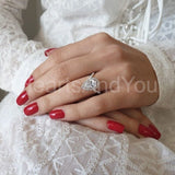 0.5ct Pear Simulated Diamond Accents Open Halo Engage Ring 14k White Gold Plated
