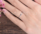 0.3ct Round Cut Simulated Sapphire Bezel Engagement Ring 14k White Gold Plated