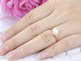 5ct Pearl Bezel Set Women Engagement Ring 14k Yellow Gold Finish