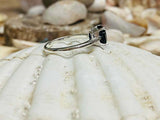 2.2ct Engagement Ring Cushion Cut Blue Sapphire Solitaire 14k White Gold Finish