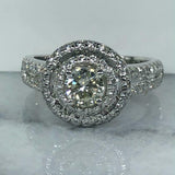 1.45ct Round Cut Diamond Engagement Ring Dual Halo Split Band 14k WhiteGold Over