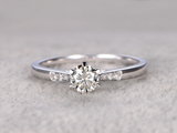 1.2ct Round Cut Diamond Engagement Ring 14k White Gold Finish Stackable Promise