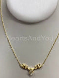 1ct Pear Simulated Diamond Deer Antler Pendant with Chain 14k White Gold Plated