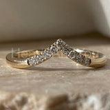 0.5ct Round Cut Moissanite Curved Stackable Wedding Band 14k Yellow Gold Plated