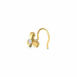 0.2ct Round Cut Diamond Leaf Design Nose Pin Ring Piercing 14k Yellow Gold Over